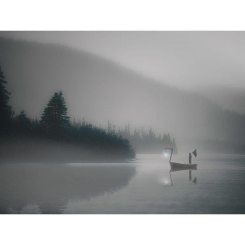 The Pilgrim Mists Gold Ornate Wood Framed Art Print with Double Matting by David Senechal Photographie