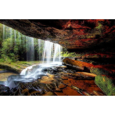 Under The Ledge White Modern Wood Framed Art Print by Lucey, Mark