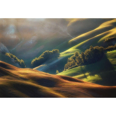 Tuscany Sunrise White Modern Wood Framed Art Print by Pawlak, Jarek