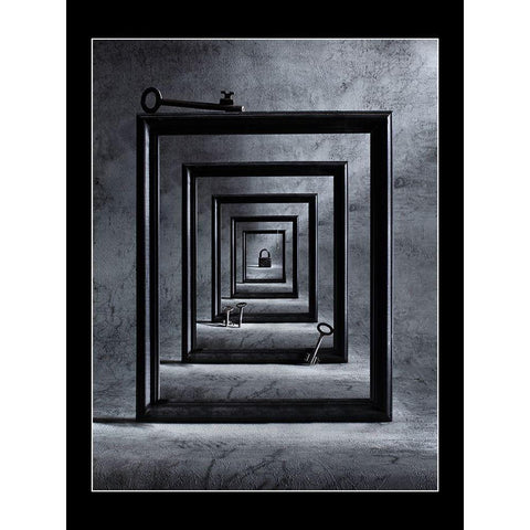 Locked Up Black Modern Wood Framed Art Print with Double Matting by Ivanova, Victoria