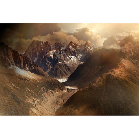 Mont Blanc Massiv Black Modern Wood Framed Art Print with Double Matting by Schumacher, Nicolas