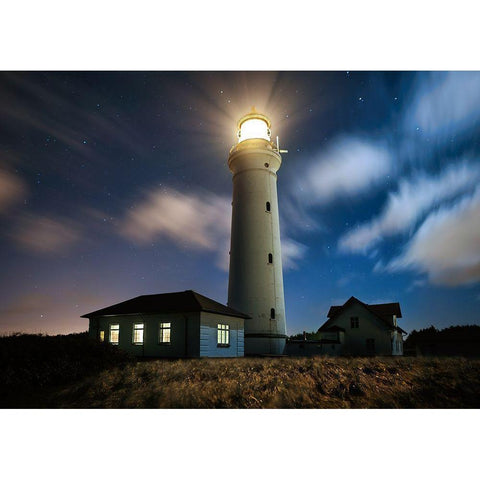 The Lighthouse White Modern Wood Framed Art Print by Keller