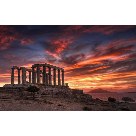 Temple Of Poseidon White Modern Wood Framed Art Print by Kaddas, Chris