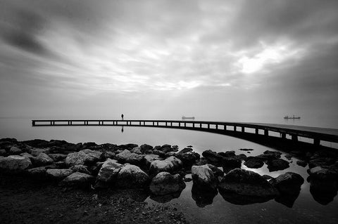 Wait... White Modern Wood Framed Art Print with Double Matting by Kasim, Murat