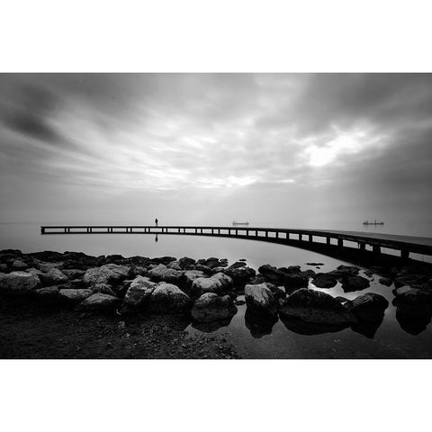 Wait... White Modern Wood Framed Art Print by Kasim, Murat