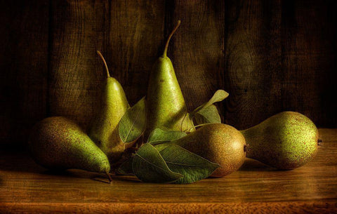 Pears White Modern Wood Framed Art Print with Double Matting by Disher, Mandy