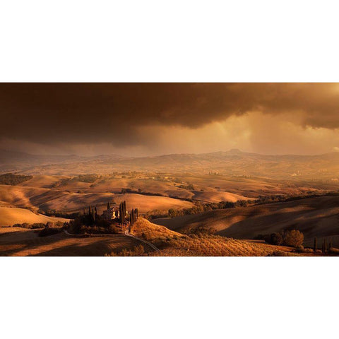 Val DA#039;Orcia Black Modern Wood Framed Art Print with Double Matting by Schumacher, Nicolas