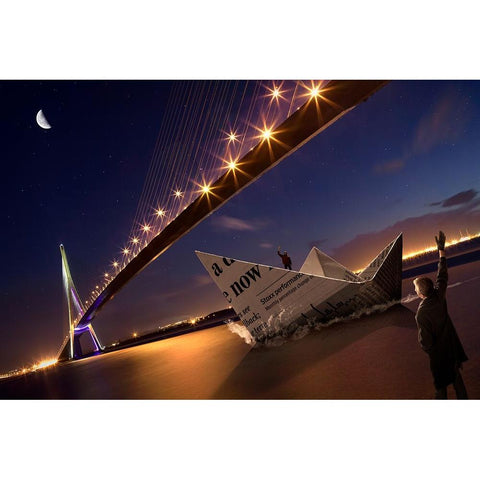 News Of The World Gold Ornate Wood Framed Art Print with Double Matting by Kiciak, Christophe