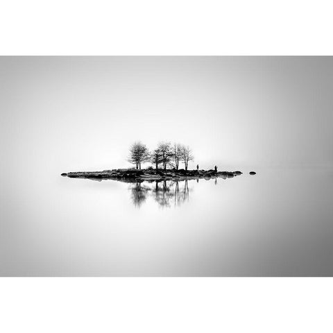 The Floating Island White Modern Wood Framed Art Print by Markova, Albena