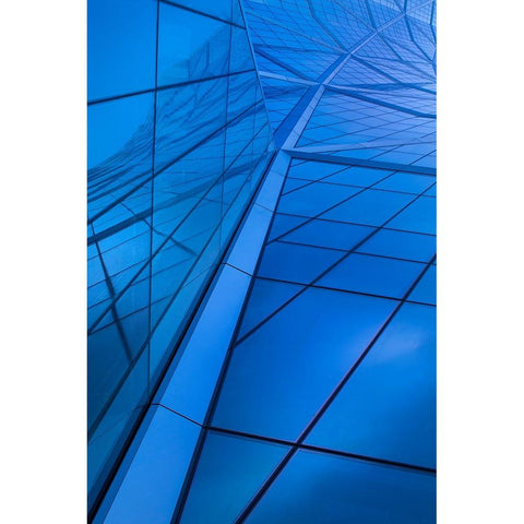 Blue White Modern Wood Framed Art Print by Kravanja, Jure