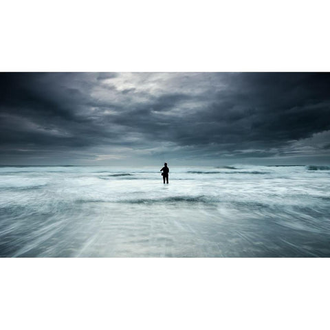 Fishing A Dream White Modern Wood Framed Art Print by Dias, Paulo