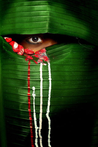 Mysterious Eye White Modern Wood Framed Art Print with Double Matting by Zen, Adithya