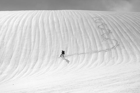 Snow Wave Surfing Black Ornate Wood Framed Art Print with Double Matting by Svoboda MQEP, Peter