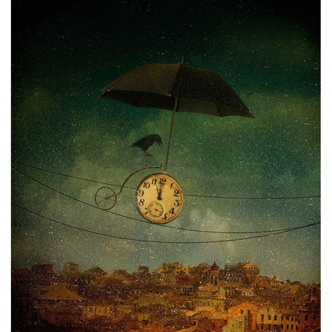 Timekeeper White Modern Wood Framed Art Print by Melik-Nubarova, Svetlana