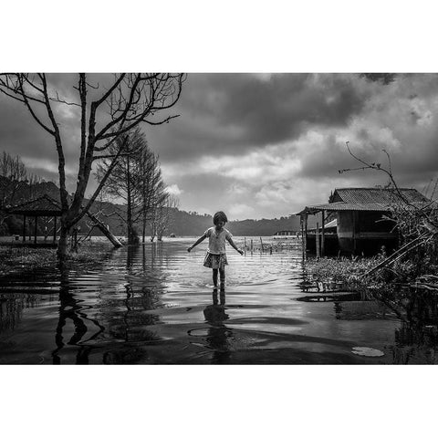 Alone White Modern Wood Framed Art Print by Song, Gunarto