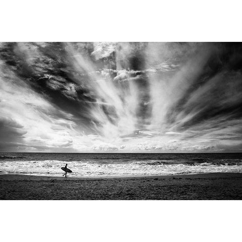 The Loneliness Of A Surfer Black Modern Wood Framed Art Print with Double Matting by Grifantini, Lorenzo