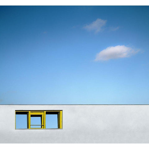 Yellow Window Black Modern Wood Framed Art Print with Double Matting by Claes, Gilbert