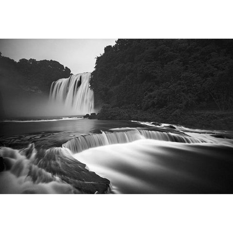 Huangguoshu Waterfalls Gold Ornate Wood Framed Art Print with Double Matting by Zhang, Yan