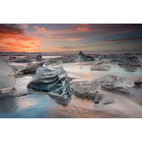 Glacial Lagoon Beach Gold Ornate Wood Framed Art Print with Double Matting by Baroni, Massimo