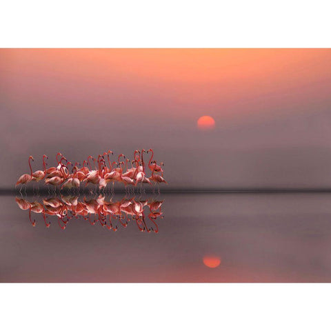 Purple Sunset Gold Ornate Wood Framed Art Print with Double Matting by Cseresnjes, Anna