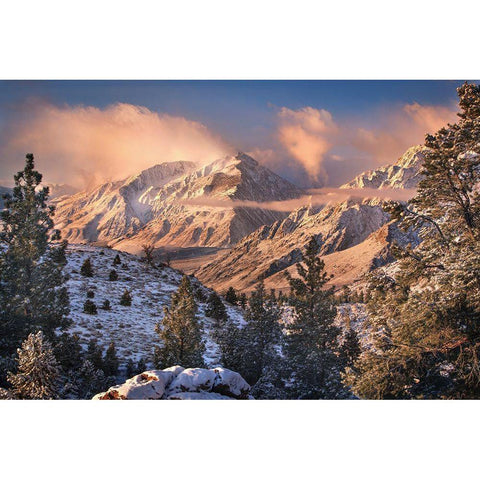 Mountain Light Gold Ornate Wood Framed Art Print with Double Matting by Moore, Chris