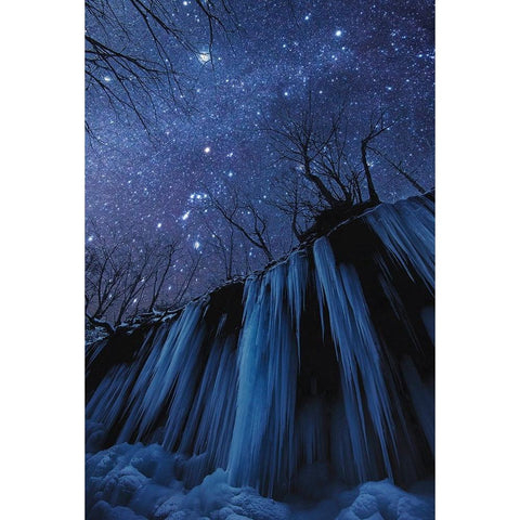 Freezing Cold Night Black Modern Wood Framed Art Print with Double Matting by Takanobu, Kano