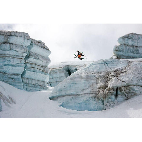 Candide Thovex Out Of Nowhere Into Nowhere White Modern Wood Framed Art Print by Shu, Tristan