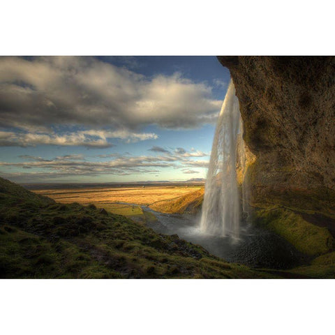 Seljalandsfoss White Modern Wood Framed Art Print by Witjes, Max