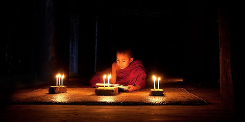 Night Reading White Modern Wood Framed Art Print with Double Matting by Lee, Marcus