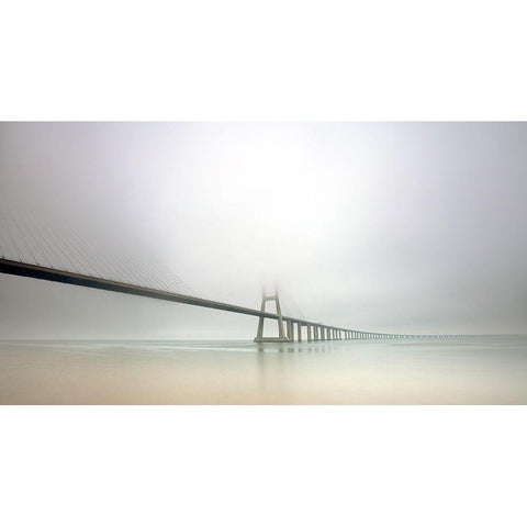 Soft Bridge White Modern Wood Framed Art Print by Feteira, Jorge