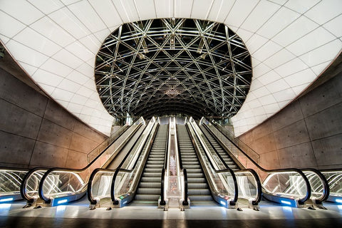 Below The Concrete Surface White Modern Wood Framed Art Print with Double Matting by Oleksinski, Jacek