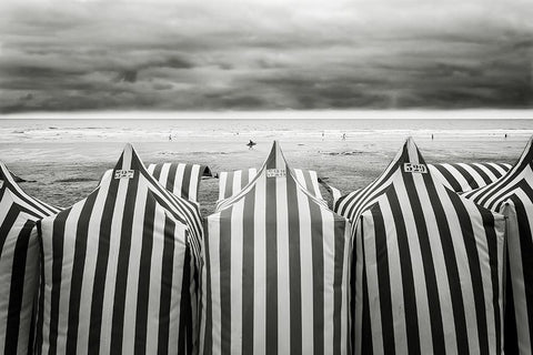 On The Beach White Modern Wood Framed Art Print with Double Matting by Guerra, Toni