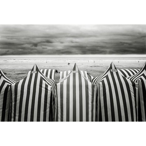 On The Beach Black Modern Wood Framed Art Print with Double Matting by Guerra, Toni