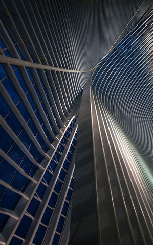 Calatrava Lines At The Blue Hour White Modern Wood Framed Art Print with Double Matting by Van Den, Jef