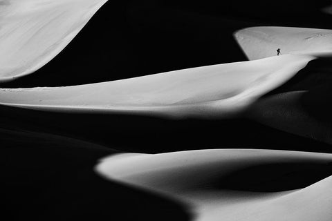 Dune X White Modern Wood Framed Art Print with Double Matting by Kravanja, Jure