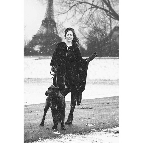 Paris Black Modern Wood Framed Art Print with Double Matting by Krystynek Mqep, Martin