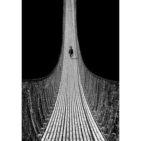 Bridge To The Future White Modern Wood Framed Art Print by Depaepe, Yvette