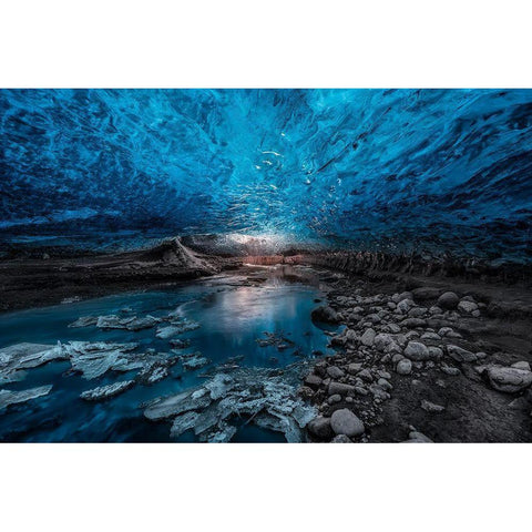 Ice Cave Black Modern Wood Framed Art Print with Double Matting by De La, Javier