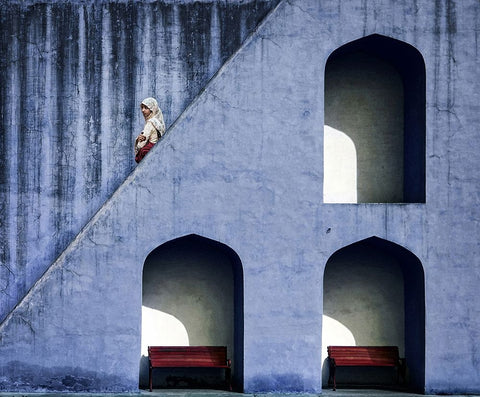 The Emptiness Of Waiting White Modern Wood Framed Art Print with Double Matting by Flour, Piet