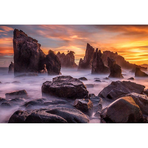Heaven Of Rocks White Modern Wood Framed Art Print by Song, Gunarto