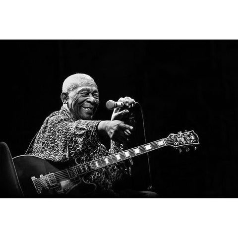 Bb King White Modern Wood Framed Art Print by Lorenzini, Alice