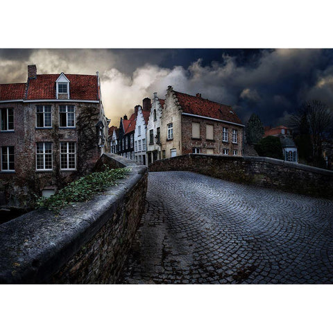 An Evening In Bruges White Modern Wood Framed Art Print by Flour, Piet