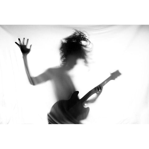 Guitar Heroes Black Modern Wood Framed Art Print with Double Matting by Salim Bhayangkara, M.