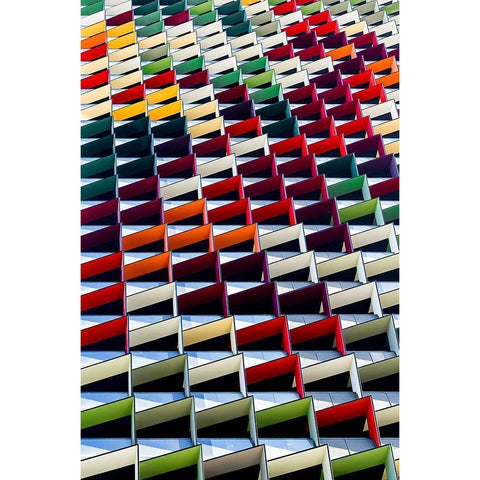 Origami Black Modern Wood Framed Art Print with Double Matting by Lim, Jared