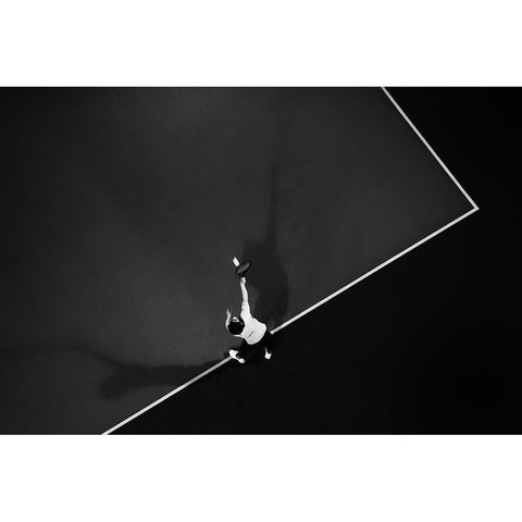 Tennis Black Modern Wood Framed Art Print with Double Matting by Caria, Rui