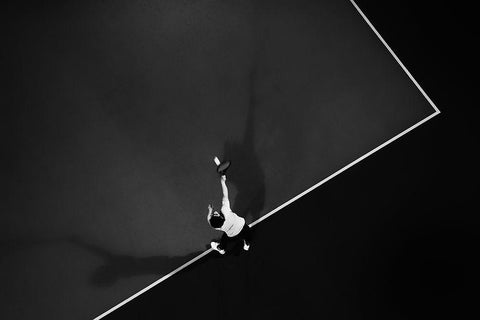 Tennis White Modern Wood Framed Art Print with Double Matting by Caria, Rui