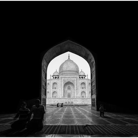 Taj Mahal Black Modern Wood Framed Art Print by Al-Qasim, Basem