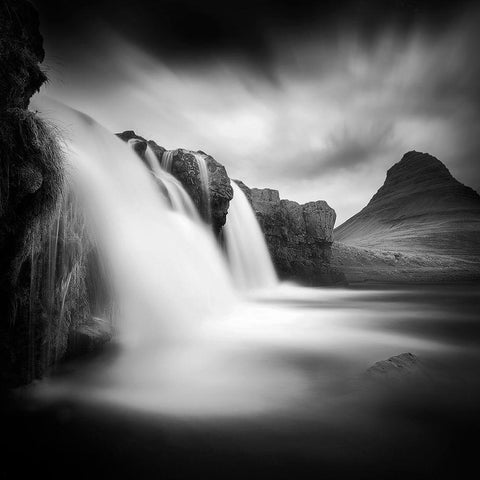 Kirkjufellfoss Black Ornate Wood Framed Art Print with Double Matting by Del Grosso, Sebastien