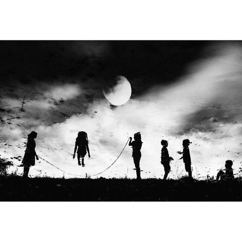 The Game High Jump Black Modern Wood Framed Art Print with Double Matting by Satriani, Jay