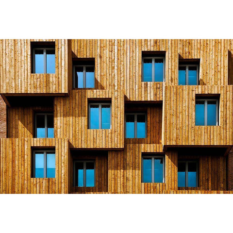 Little Boxes Black Modern Wood Framed Art Print with Double Matting by Wride, Linda